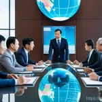 국제비즈니스매니저의 하루 업무 루틴 - **Prompt:** A diverse group of international business professionals, including individuals represent...