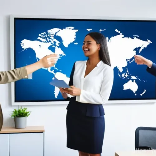 국제비즈니스 자격증 시험 일정과 준비 - **Image Prompt: Financial Acumen and Global Recognition**
    A bright, clean, and modern office set...