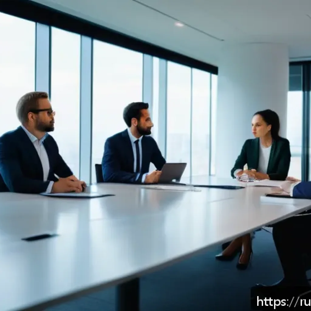 국제비즈니스 연봉 협상의 핵심 포인트 - A professional business meeting scene featuring a diverse group of international colleagues in forma...