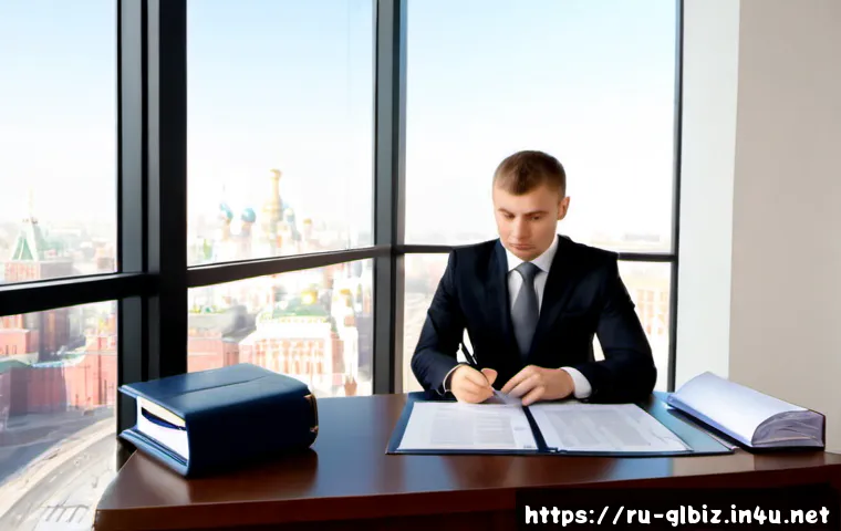 Home 15 국제비즈니스 자격증 합격 후 커리어 관리 - Photorealistic career success scene for an international business certification graduate in Russia, ...